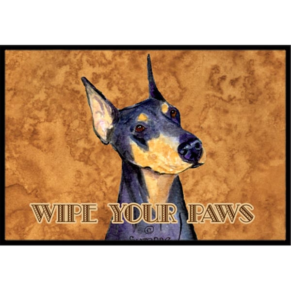Carolines Treasures 24 X 36 In. Black And Tan Doberman Wipe Your Paws Indoor Or Outdoor Mat CA74599 - main